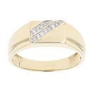 9ct Yellow Gold 0.05ct Two Row Diamond Signet Ring