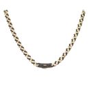 14ct Yellow Gold Monaco Classic Black Cubic Zirconia Alternate Pave Lock Curb Chain 22"