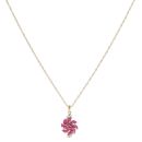 9ct Yellow Gold 0.01ct Diamond and Ruby Cluster Pendant and Chain 18"