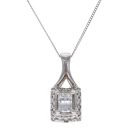 18ct White Gold 0.80ct Brilliant Cut Diamond Cluster Pendant and Chain 18"