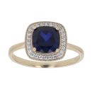 9ct Yellow Gold Created Sapphire And Cubic Zirconia Ring