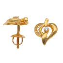 22ct Yellow Gold Cubic Zirconia Leaf Stud Earrings