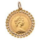 9ct Yellow Gold 1982 Elizabeth II Decimal Portrait Half Sovereign Coin Pendant