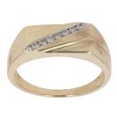9ct Yellow and White Gold 0.15ct Diamond Signet Ring