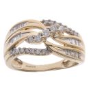 9ct Yellow Gold 0.50ct Brilliant and Baguette Cut Diamond Fancy Ring