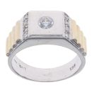 14ct Yellow and White Gold Cubic Zirconia Solitaire Signet Ring