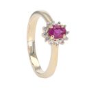 Anya Belle 9ct Yellow Gold Diamond And Ruby Oval Cluster Ring