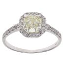 18ct White Gold 1.85ct Cushion And Brilliant Cut Diamond Cluster Ring