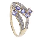 9ct Yellow Gold 0.15ct Diamond and Tanzanite Fancy Ring