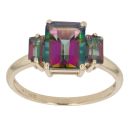 9ct Yellow Gold Mystic Topaz Three Stone Ring