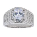 Silver Cubic Zirconia Solitaire Signet Ring by Icesia