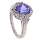 Platinum 0.25ct Brilliant Cut Diamond and Tanzanite Cluster Ring