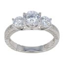 Silver Cubic Zirconia 3 Stone Ring by Icesia