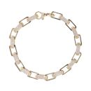 9ct Yellow Gold Cubic Zirconia And Patterned Square Link Belcher Bracelet 8"