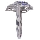 9ct White Gold 0.10ct Brilliant Cut Diamond and Tanzanite Cluster Ring