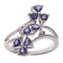 9ct White Gold Cubic Zirconia and Iolite Fancy Ring