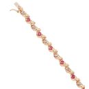 9ct Yellow Gold 0.08ct Diamond and Ruby Bracelet 7"
