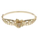 9ct Yellow Gold Cubic Zirconia Flower Hinged Bangle