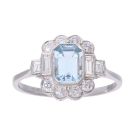Platinum 0.75ct Aquamarine and 0.55ct Diamond Cluster Ring