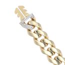 14ct Yellow Gold Monaco Classic Pave Lock Curb Bracelet 8"