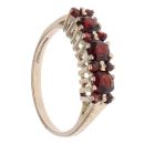 9ct Yellow Gold Garnet Cluster Riing
