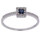 18ct White Gold 0.11ct Brilliant Cut Diamond and Sapphire Cluster Ring
