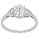 Platinum 0.85ct Brilliant And Baguette Cut Diamond Solitaire Ring
