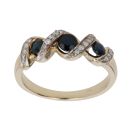 9ct Yellow Gold 0.10ct Diamond and Sapphire Fancy Ring