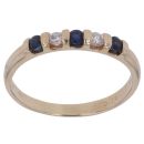 9ct Yellow Gold 0.10ct Brilliant Cut Diamond and Sapphire Half Eternity Ring