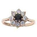 9ct Yellow Gold Cubic Zirconia and Sapphire Cluster Ring