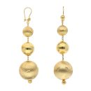 14ct Yellow Gold Patterned Graduated Bead Drop Earrings