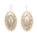 14ct Yellow Gold Patterned Drop Earrings