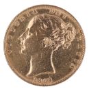 1863 Victoria Young Head Shield UK Full Sovereign Coin