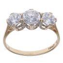 9ct Yellow Gold Cubic Zirconia Three Stone Ring
