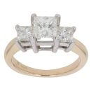 14ct Yellow Gold 1.65ct Princess Cut Diamond Trilogy Ring