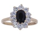 9ct Yellow Gold Sapphire and Cubic Zirconia Cluster Ring