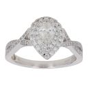 18ct White Gold 0.55ct Brilliant and Pear Cut Diamond Cluster Ring