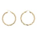 14ct Yellow Gold Greek Key Twist Hoop Earrings
