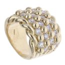 9ct Yellow Gold Cubic Zirconia Four Row Keeper Ring
