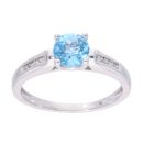 9ct White Gold Blue Topaz and Diamond Circular Ring