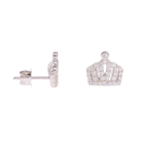 Silver Cubic Zirconia Tiara Stud Earrings by Icesia