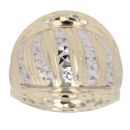 14ct Yellow and White Gold Patterned Dome Ring