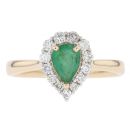 9ct Yellow Gold 0.35ct Diamond And Emerald Ring