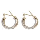 9ct Yellow and White Gold Crossover Hoop Earrings