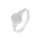 9ct White Gold 0.33ct Natural Diamond Dress Ring with Halo And Baguette Accents