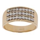 14ct Yellow Gold 0.55ct Brilliant Cut Diamond Three Row Ring