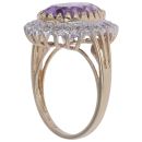 9ct Yellow Gold 0.12ct Diamond And Amethyst Cluster Ring