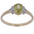 9ct Yellow Gold 0.02ct Diamond and Peridot Ring