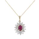 9ct Yellow Gold 0.57cts Diamond And Ruby Pendant And 18" Chain