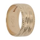 9ct Yellow Gold Line Patterned Wedding Band 8.7mm